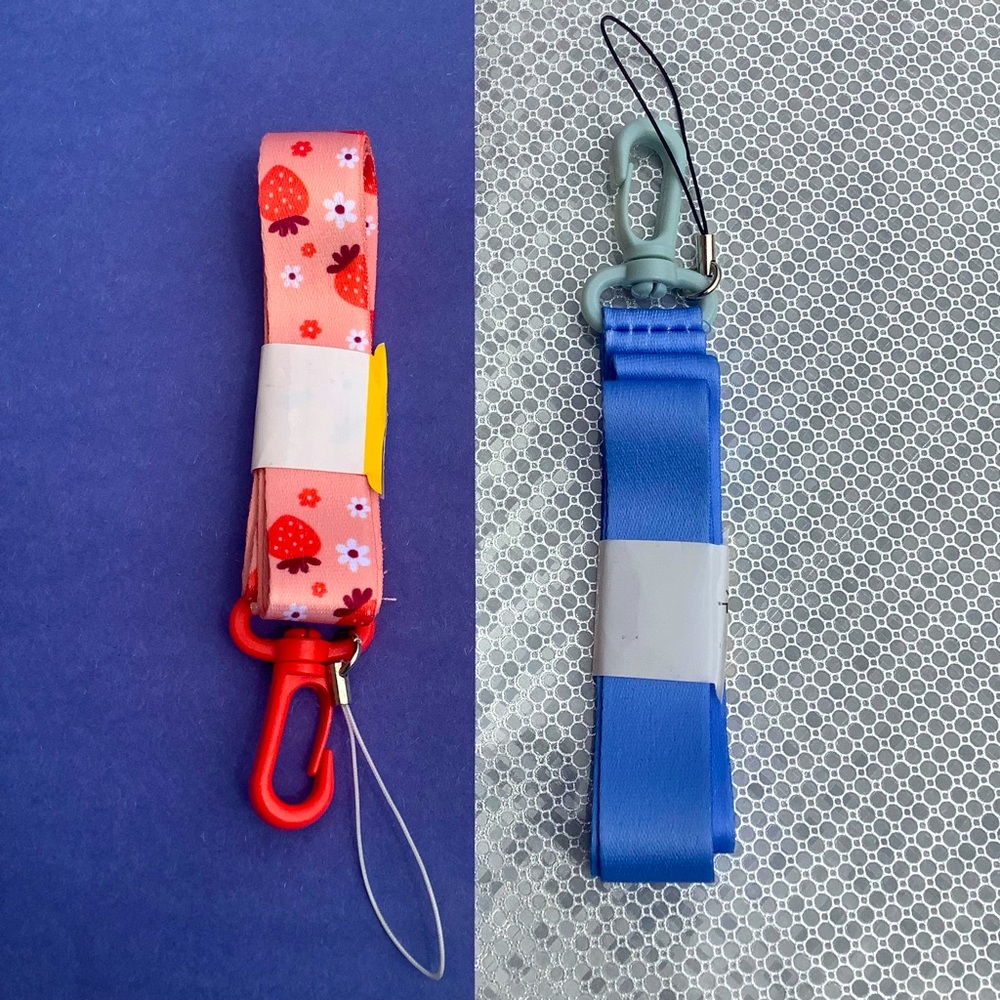 2 Lanyards with Clip   1 Daisy Tropical Orange Strawberry and 1 Blue